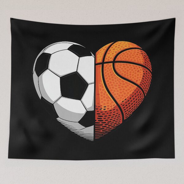 Item preview, Soccer and Basketball Heart Illustration for Multi Sport Fans and Athletes designed and sold by allistermariam.