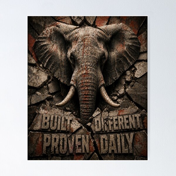 Item preview, Operator Built Different Elephant Industrial Canvas Print designed and sold by SavannaStrikes.
