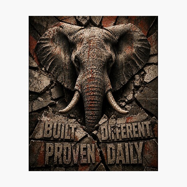 Item preview, Operator Built Different Elephant Industrial Canvas Print designed and sold by SavannaStrikes.