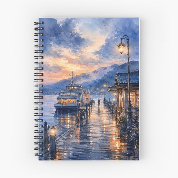 Item preview, Harbor Ferry Terminal at Dusk | Transparent Watercolor designed and sold by SEIMEI2025.