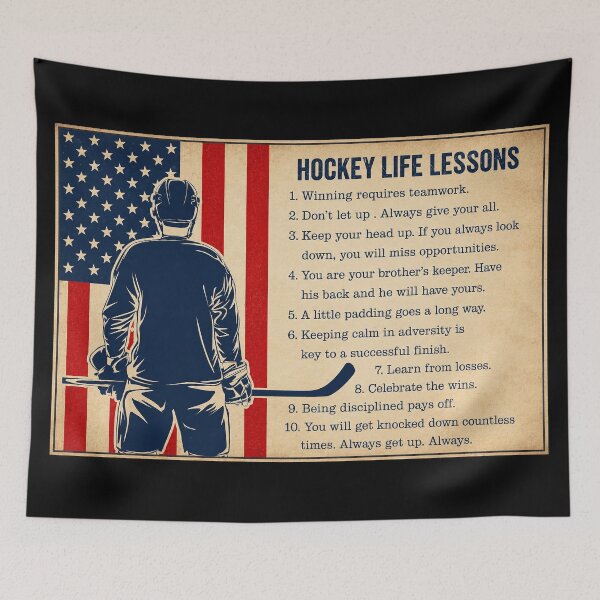 Item preview, Hockey Life Lessons Gift For Boys , Hockey Life Lessons Wall Decor , Vintage Hockey Sports Wall Art for Bedroom Bathroom Living Room designed and sold by Stewar-ArtCool.
