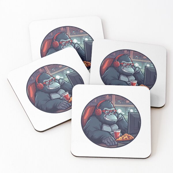 Item preview, Gorilla late shift with pizza IT office home office designed and sold by MarrysLifestyle.