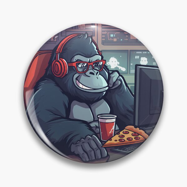 Item preview, Gorilla late shift with pizza IT office home office designed and sold by MarrysLifestyle.
