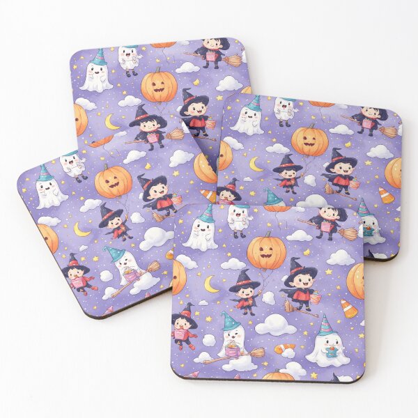 Item preview, Cute Halloween Ghosts and Witches Purple Seamless Pattern designed and sold by dcohea.