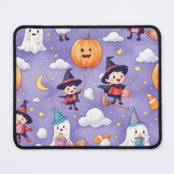 Item preview, Cute Halloween Ghosts and Witches Purple Seamless Pattern designed and sold by dcohea.
