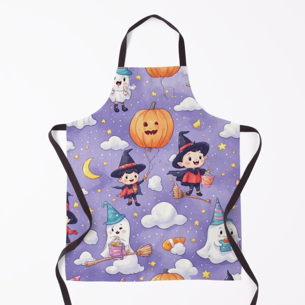 Item preview, Cute Halloween Ghosts and Witches Purple Seamless Pattern designed and sold by dcohea.