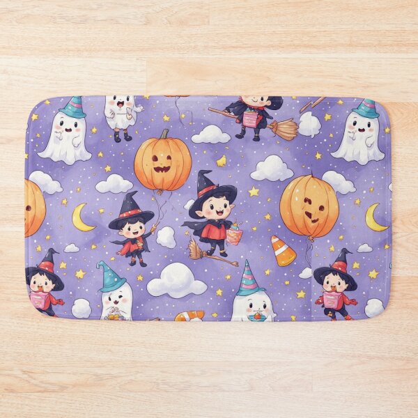 Item preview, Cute Halloween Ghosts and Witches Purple Seamless Pattern designed and sold by dcohea.