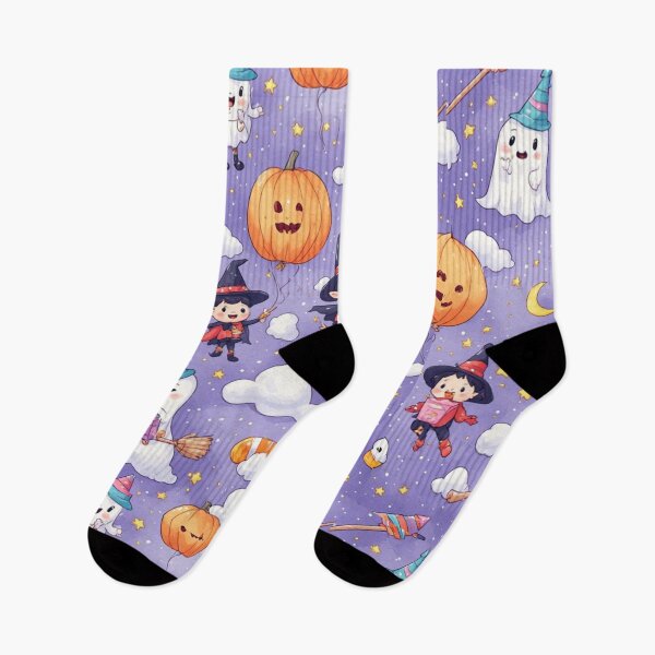 Item preview, Cute Halloween Ghosts and Witches Purple Seamless Pattern designed and sold by dcohea.