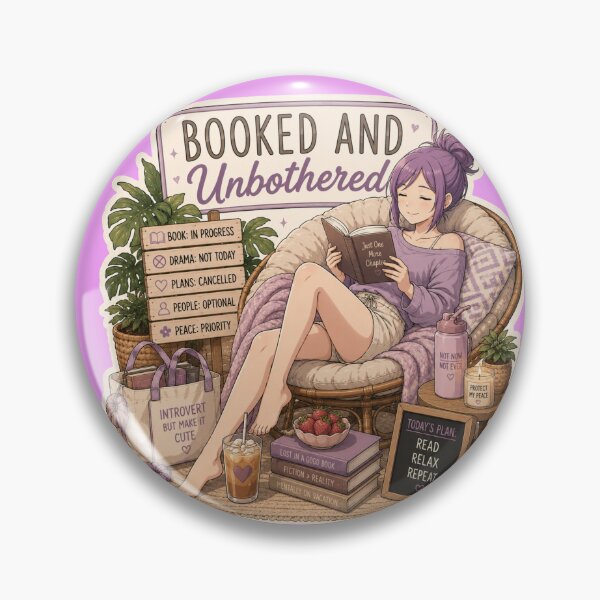 Item preview, Booked And Unbothered – Anime Introvert Girl Reading Design designed and sold by DailyStruggleCo.