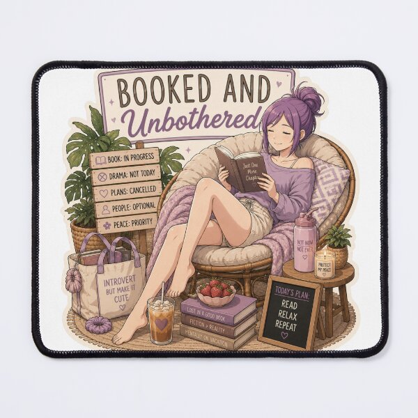 Item preview, Booked And Unbothered – Anime Introvert Girl Reading Design designed and sold by DailyStruggleCo.