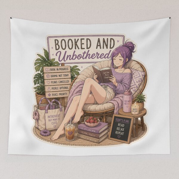 Item preview, Booked And Unbothered – Anime Introvert Girl Reading Design designed and sold by DailyStruggleCo.