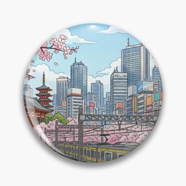 Item preview, Tokyo Spring: Cherry Blossoms and Train Illustration designed and sold by vekotpu.