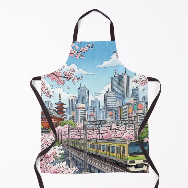 Item preview, Tokyo Spring: Cherry Blossoms and Train Illustration designed and sold by vekotpu.