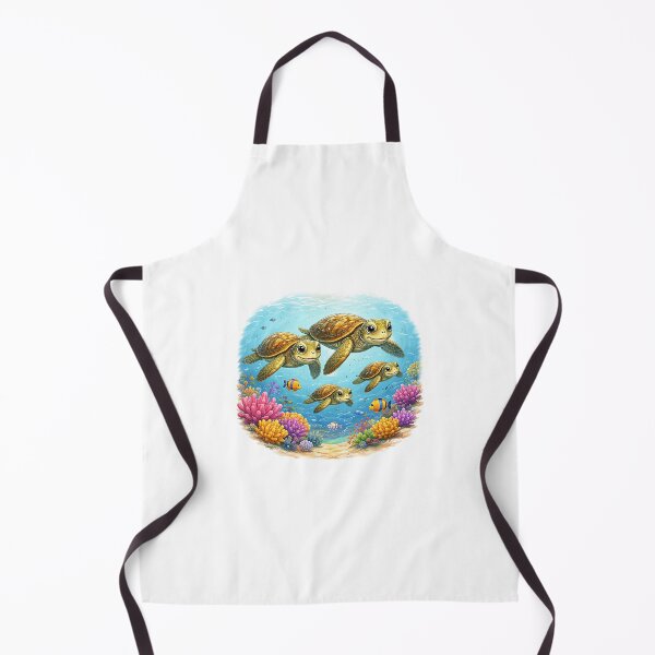 Item preview, Happy Sea Turtle Family Swimming Through a Colorful Coral Reef designed and sold by Artisan Finds Online.