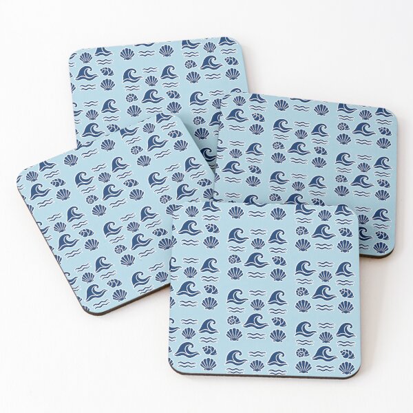 Item preview, Waves and seashells, blue coastal marine pattern for summer designed and sold by NathalieTecher.