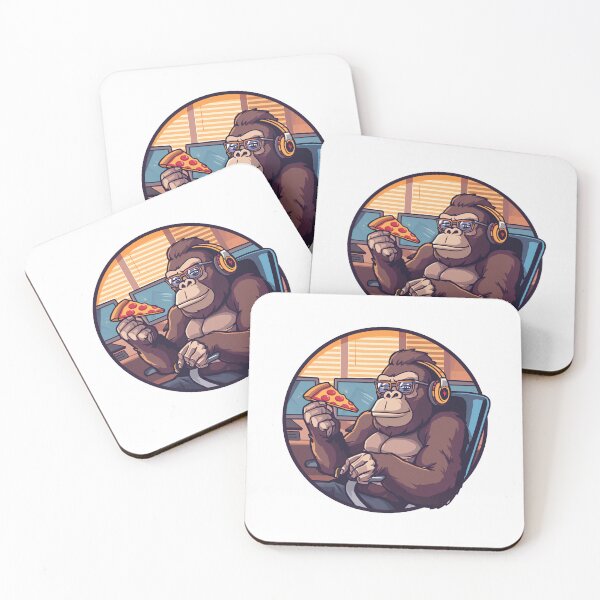 Item preview, Gamer Gorilla with Pizza IT Office Humor designed and sold by MarrysLifestyle.