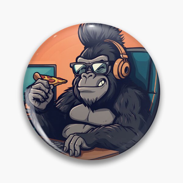 Item preview, Gamer Gorilla with Pizza IT Office Humor designed and sold by MarrysLifestyle.