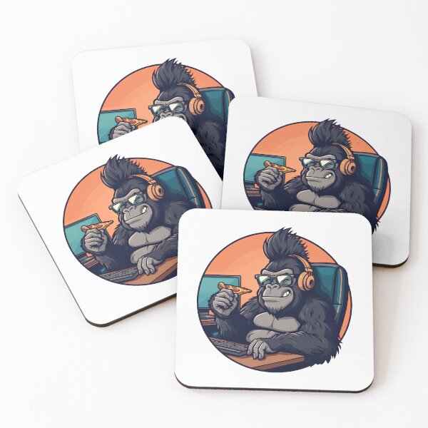 Item preview, Gamer Gorilla with Pizza IT Office Humor designed and sold by MarrysLifestyle.