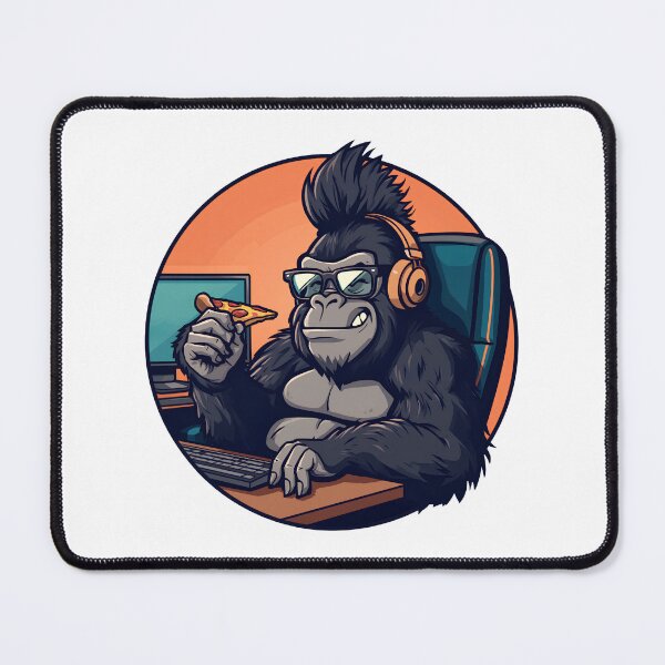 Item preview, Gamer Gorilla with Pizza IT Office Humor designed and sold by MarrysLifestyle.