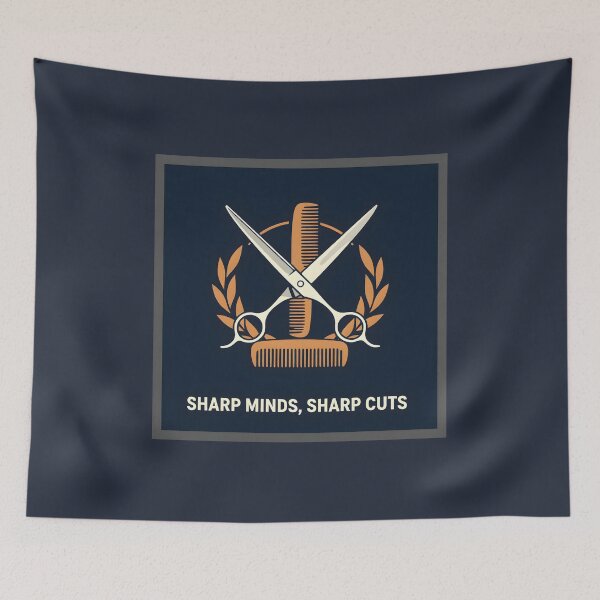 Item preview, Barber Shears and Wooden Comb Crest: Minimalist Vector Salon Art designed and sold by Creative-RE.