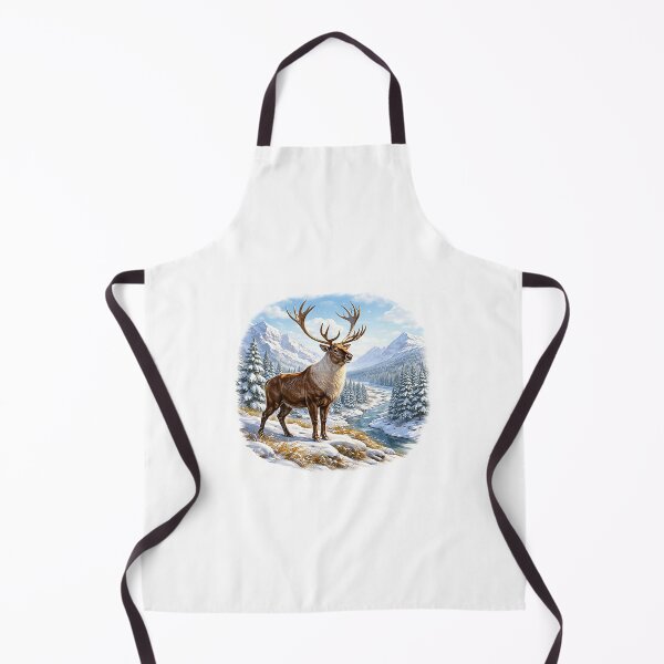 Item preview, Majestic Reindeer Standing in a Snow-Covered Mountain Wilderness designed and sold by Artisan Finds Online.