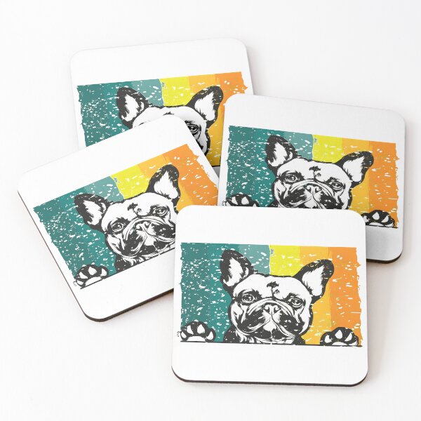 Item preview, Retro French Bulldog Peeking Over Stripes Graphic designed and sold by SoyLamderma.