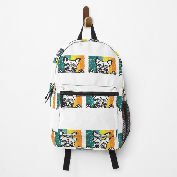Item preview, Retro French Bulldog Peeking Over Stripes Graphic designed and sold by SoyLamderma.