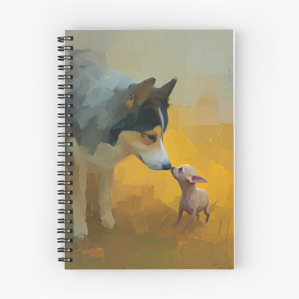 Item preview, Big Dog Little Dog Art Print | Husky and Chihuahua Nose Touch Painting | Abstract Impressionist Dog Wall Art designed and sold by ThingsCatsDo.