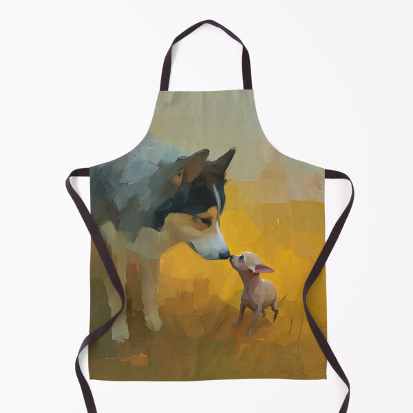 Item preview, Big Dog Little Dog Art Print | Husky and Chihuahua Nose Touch Painting | Abstract Impressionist Dog Wall Art designed and sold by ThingsCatsDo.