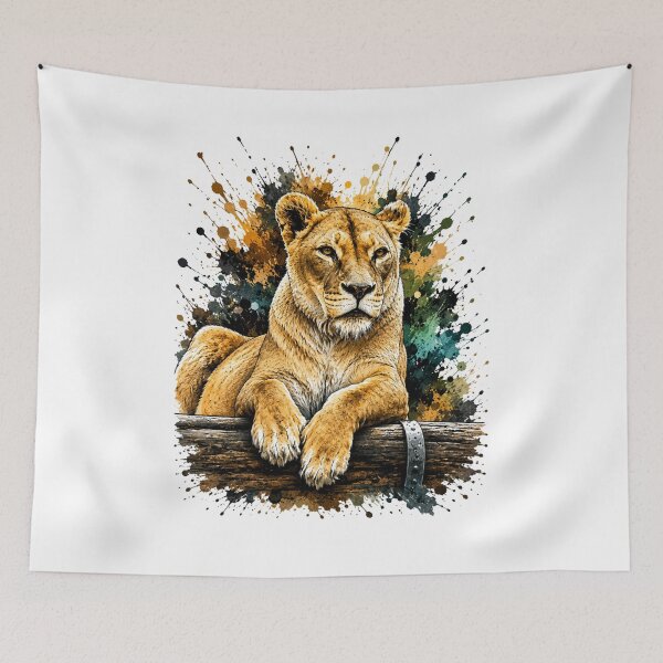 Item preview, Majesty of the Wilderness – Lioness in a powerful splash art style designed and sold by Peter Kaul.