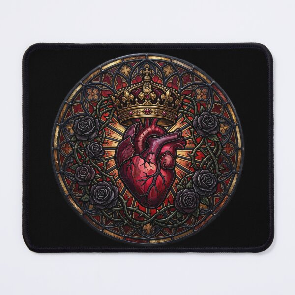 Item preview, Crowned Heart with Roses — Gothic Circular Rose Window designed and sold by David Mateo ArtWorks.