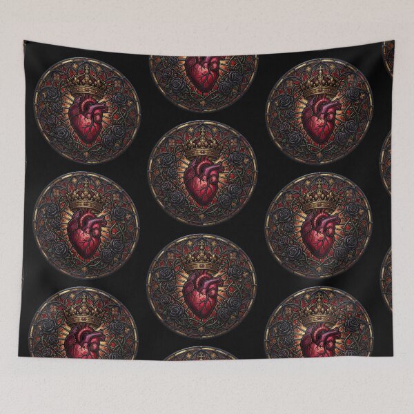 Item preview, Crowned Heart with Roses — Gothic Circular Rose Window designed and sold by David Mateo ArtWorks.