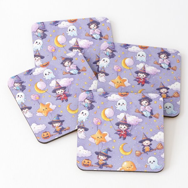 Item preview, Whimsical Pastel Witches and Moon Magic Purple Seamless Pattern designed and sold by dcohea.