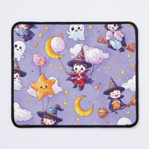 Item preview, Whimsical Pastel Witches and Moon Magic Purple Seamless Pattern designed and sold by dcohea.