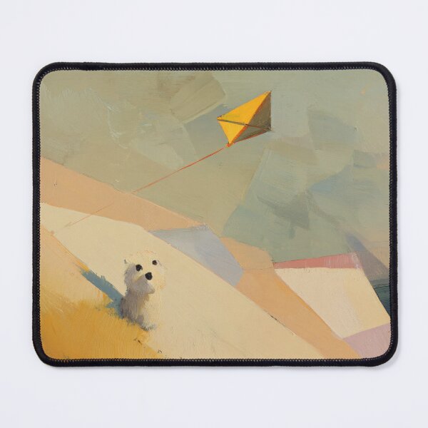 Item preview, Little Dog and Kite Art Print | Abstract Desert Landscape Painting | Minimalist Dog Wall Art designed and sold by ThingsCatsDo.