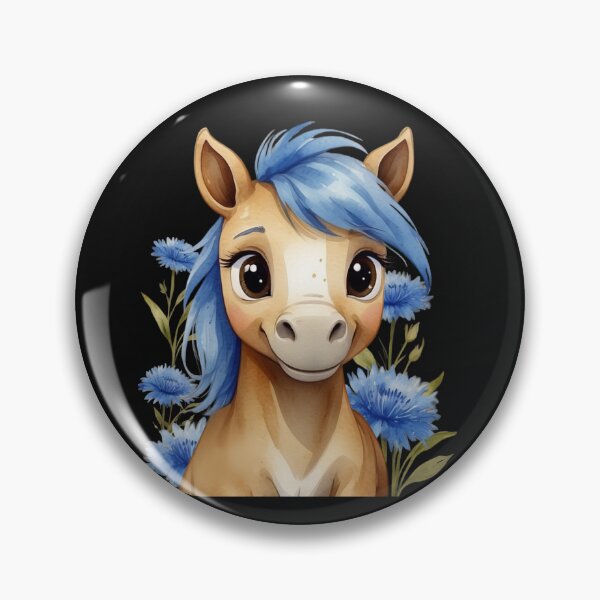 Item preview, Cute Blue Pony and cornflowers – Kawaii Watercolor Horse for Kids. designed and sold by NewtBoo.