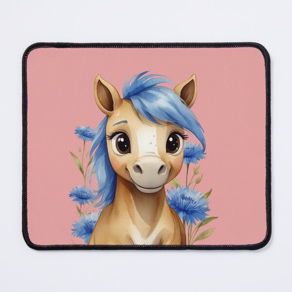 Item preview, Cute Blue Pony and cornflowers – Kawaii Watercolor Horse for Kids. designed and sold by NewtBoo.