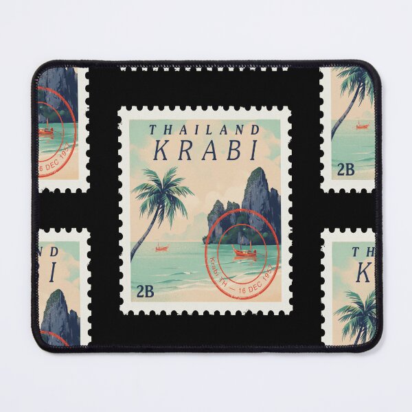 Artikelvorschau, Krabi Thailand Küstenbriefmarke Reiseaufkleber entworfen und verkauft von stickercuffs.