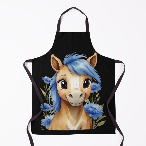 Item preview, Cute Blue Pony and cornflowers – Kawaii Watercolor Horse for Kids. designed and sold by NewtBoo.