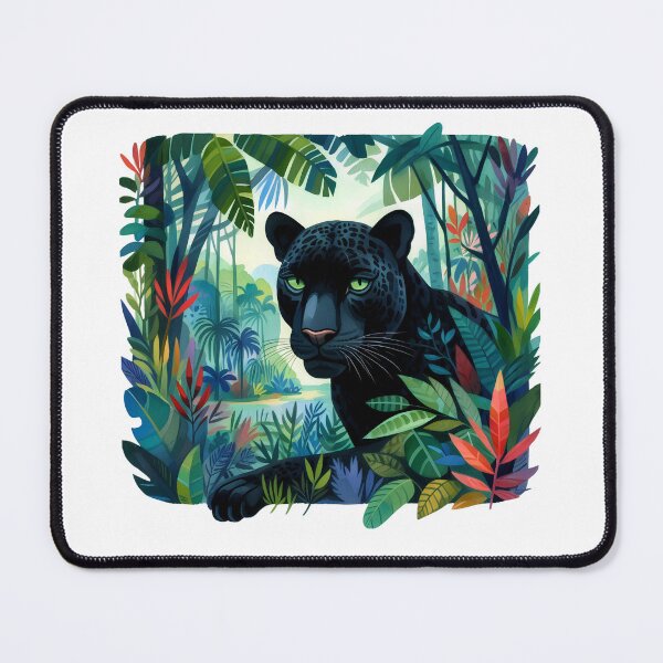 Item preview, Black Panther in Tropical Jungle – Vibrant Wildlife Illustration designed and sold by NightSpell.