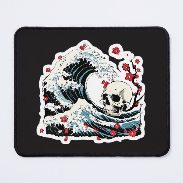 Item preview, Gothic Skull with Japanese Ukiyo-e Ocean Wave designed and sold by 77Clover.