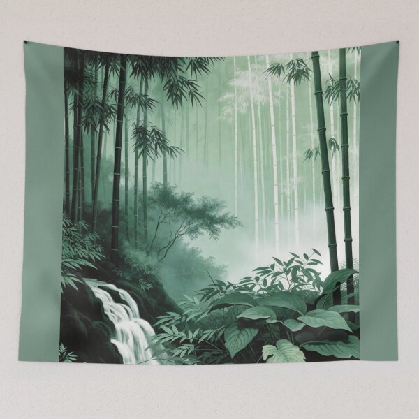 Item preview, Serene Misty Bamboo Forest Waterfall Zen Nature designed and sold by Nexus Space.