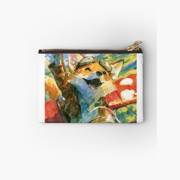 Item preview, Joyful Fox Pilot Biplane Celebration Watercolor Art designed and sold by UhuCriei .