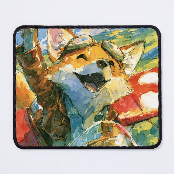 Item preview, Joyful Fox Pilot Biplane Celebration Watercolor Art designed and sold by UhuCriei .