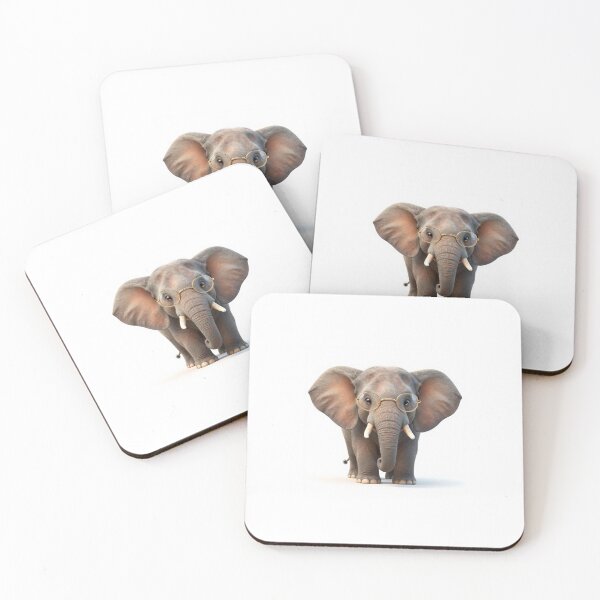 Item preview, Cute Realistic Wise Elephant with Glasses - Adorable Smart Animal Art designed and sold by MrArtist Shop.