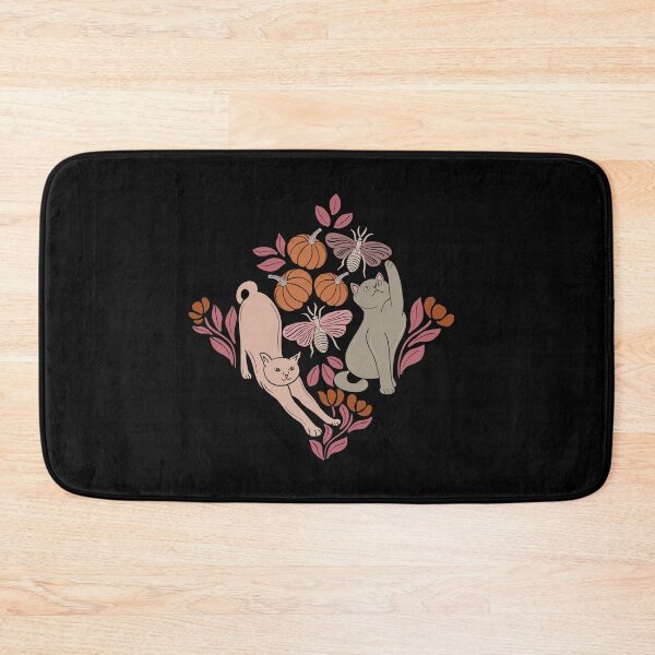 Item preview, Autumn Cats Pumpkins Moths Folk Floral Pattern designed and sold by DColourMuse.