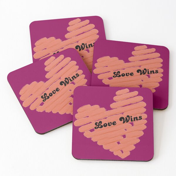 Item preview, Love Wins – Coral Hand Painted Heart Typography designed and sold by VariusDesigns.