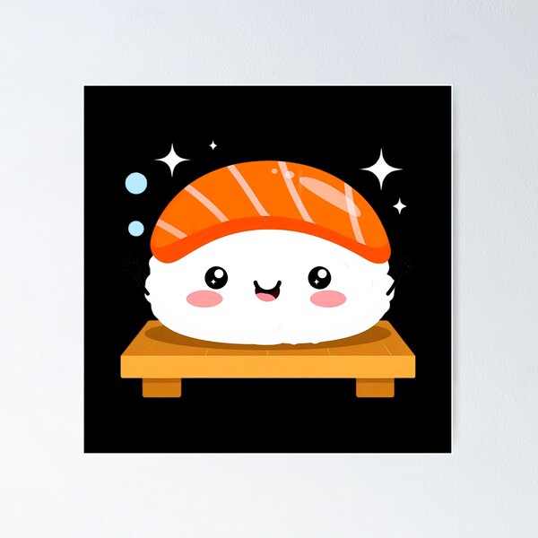 Artikelvorschau, Fröhliche Kawaii Lachs-Nigiri-Sushi-Figur entworfen und verkauft von jo-e-basta.