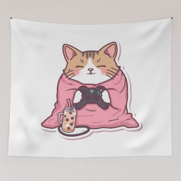 Item preview, Cozy Gamer Cat Sticker designed and sold by Stylestickers55.