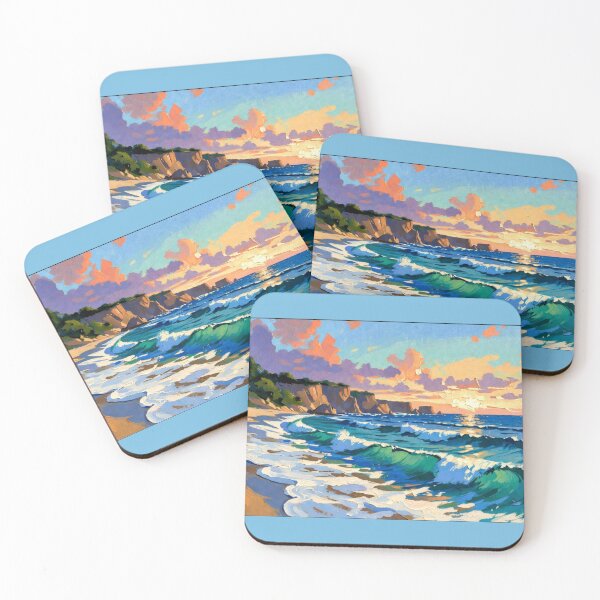 Item preview, Vibrant Impasto Ocean Sunset Crashing Turquoise Waves Beach designed and sold by Nexus Space.